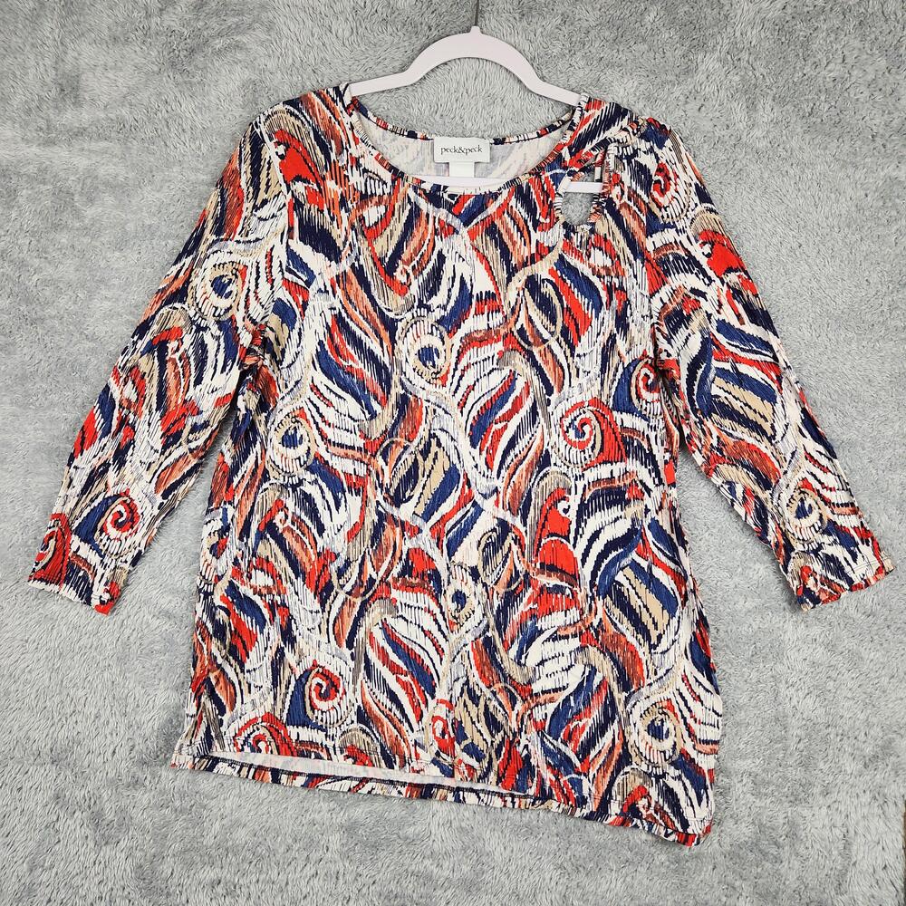 Peck & Peck Blouse Womens Large Multicolor Paisley Tunic Top Soft Girl Fairy Y2k